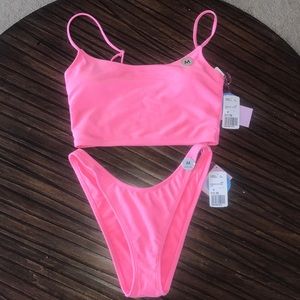 Forever 21 Bright Pink Top + High Leg Bottom